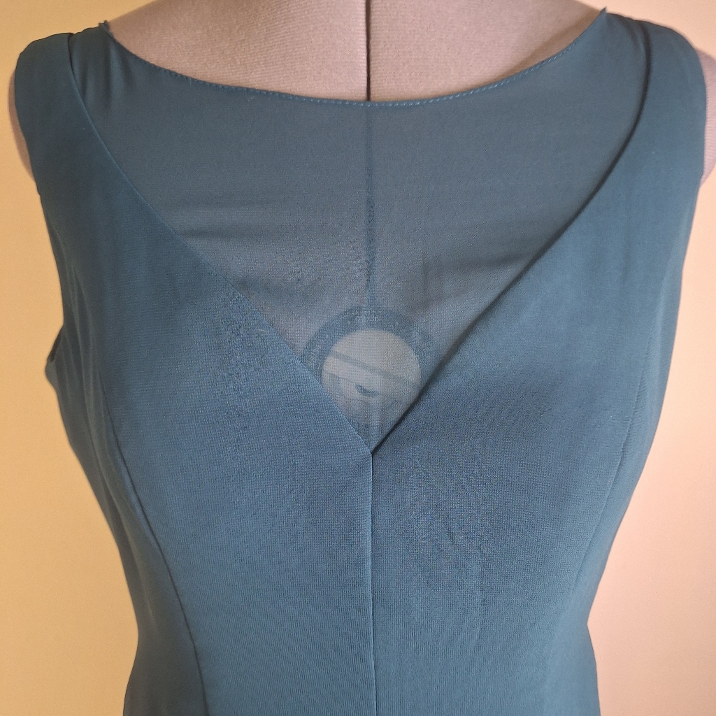 Azazie Teal Sleeveless Midi Dress